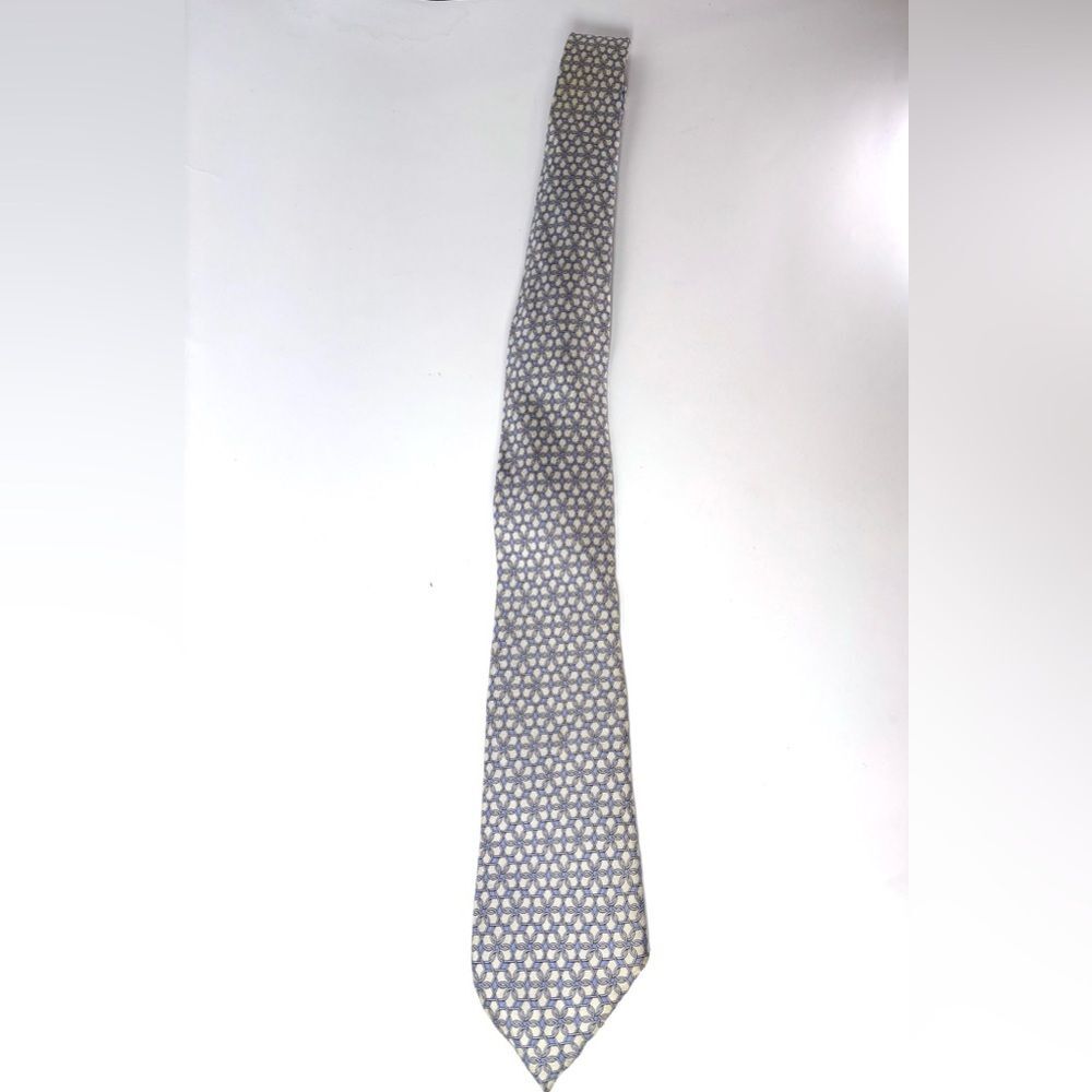 Vintage Hermès Paris Silk Tie | Blue Geometric Print | Quiet Luxury Old Money